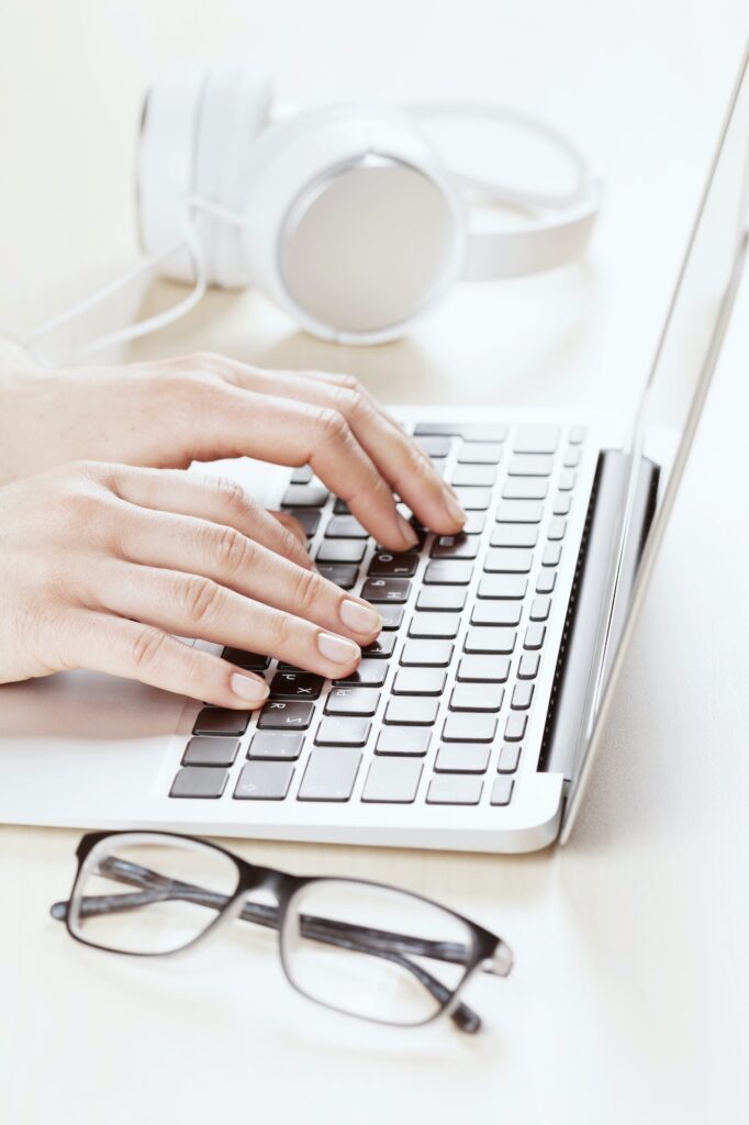 Woman working on laptop
